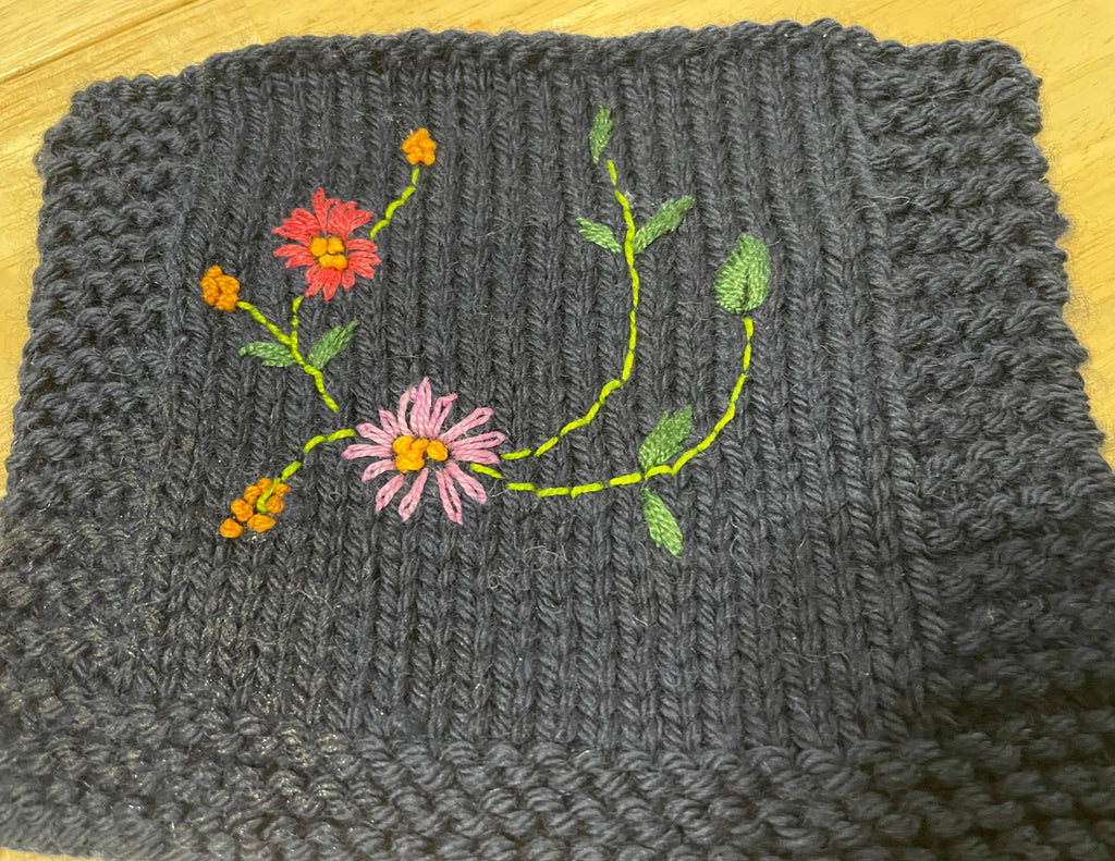 Pocket Scarf with Hand Embroidered Pockets
