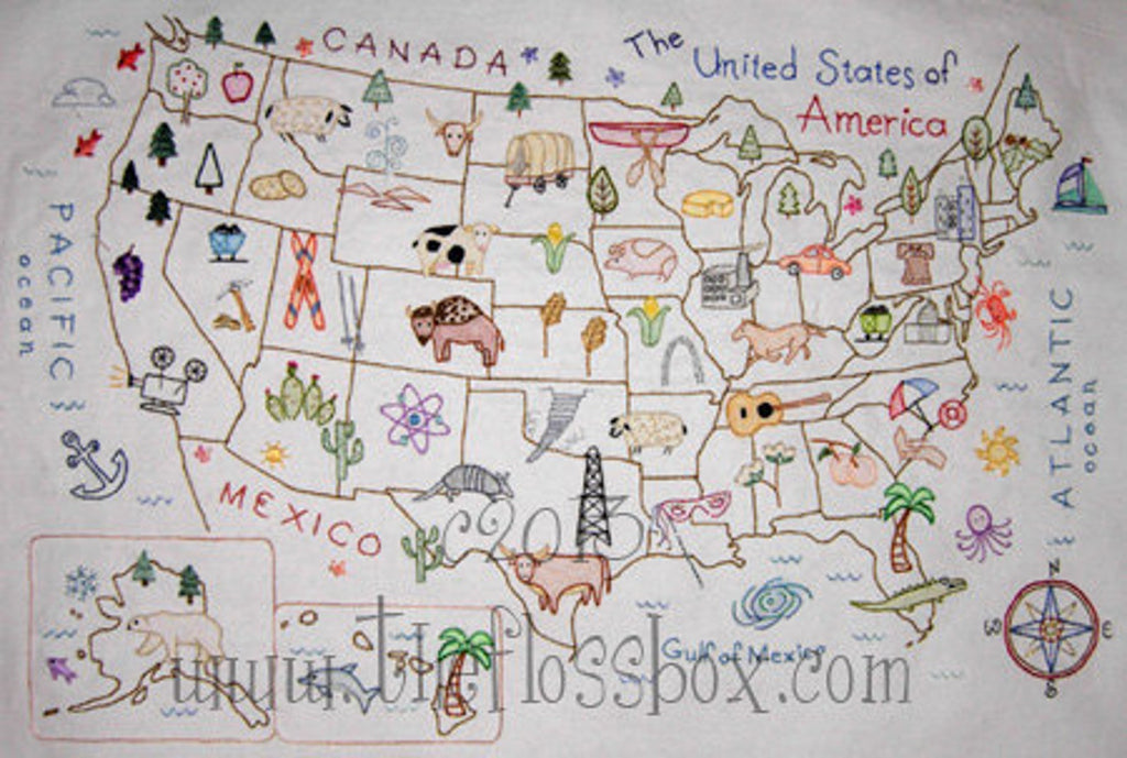 USA Map Embroidery Kit